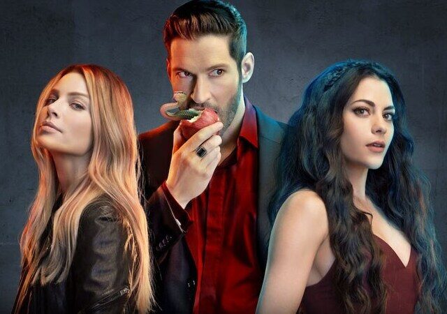 Lucifer, Chloe e Eva no poster da série Lucifer