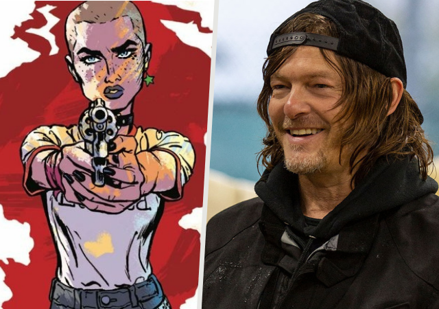 Da esquerda para a direita: Capa da HQ de Undone By Blood e Norman Reedus
