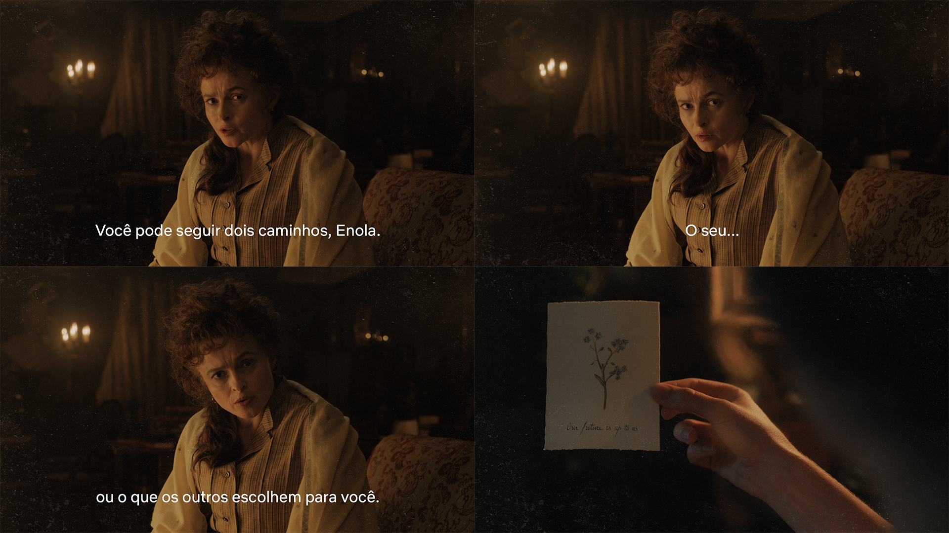 cena de enola holmes mostra um dos conselhos sobre o futuro selecionados