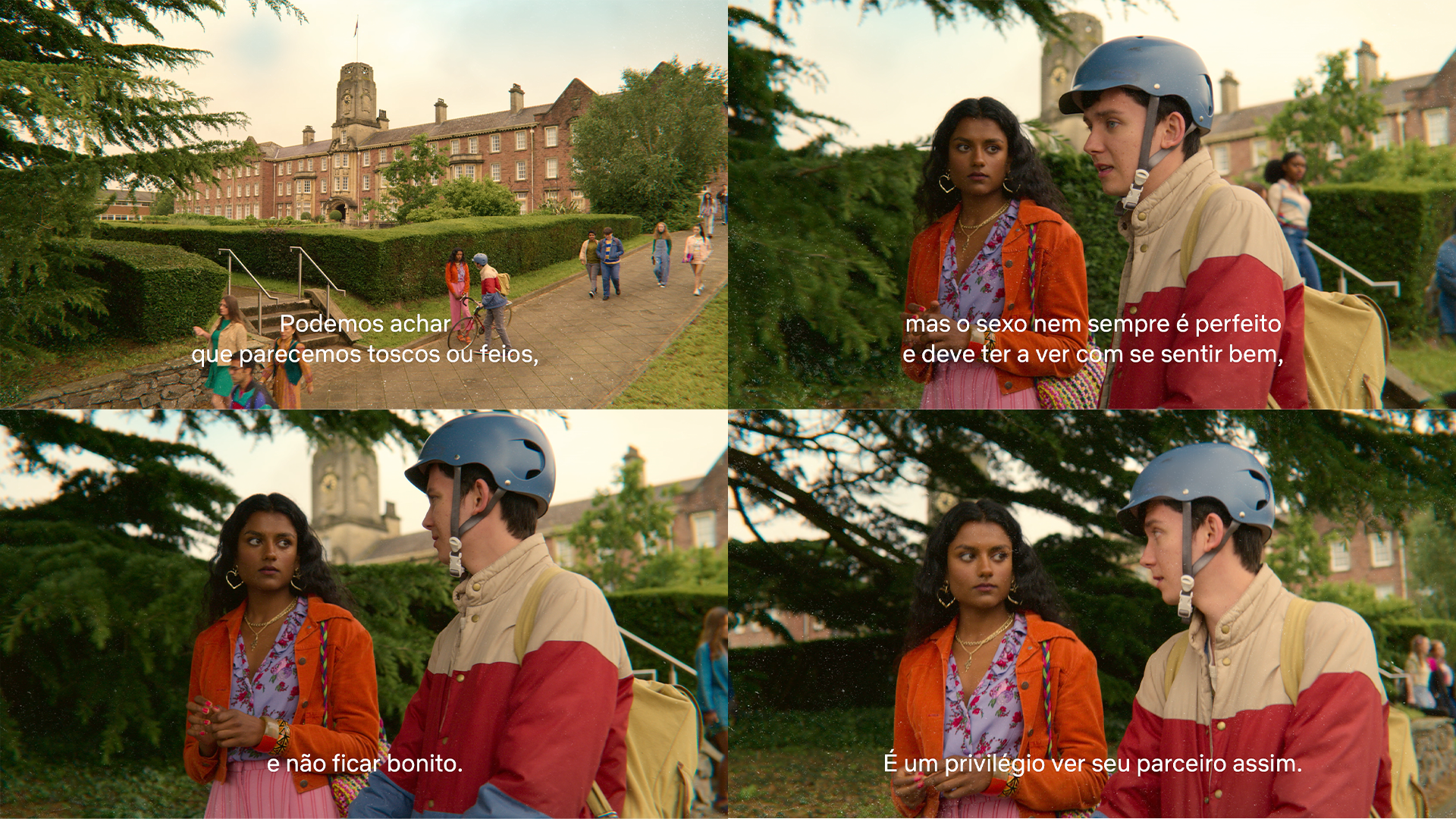 Otis Milburn dá o conselho: "Podemos pensar que parecemos estúpidos ou repulsivos, mas o sexo nem sempre é perfeito e o importante é se sentir bem, e não parecer bonito. É um privilégio ver seu parceiro assim". em sex education